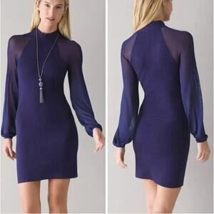New! White House and Black Market Sheer Sleeve‎ Jacquard Sweater Dress, L